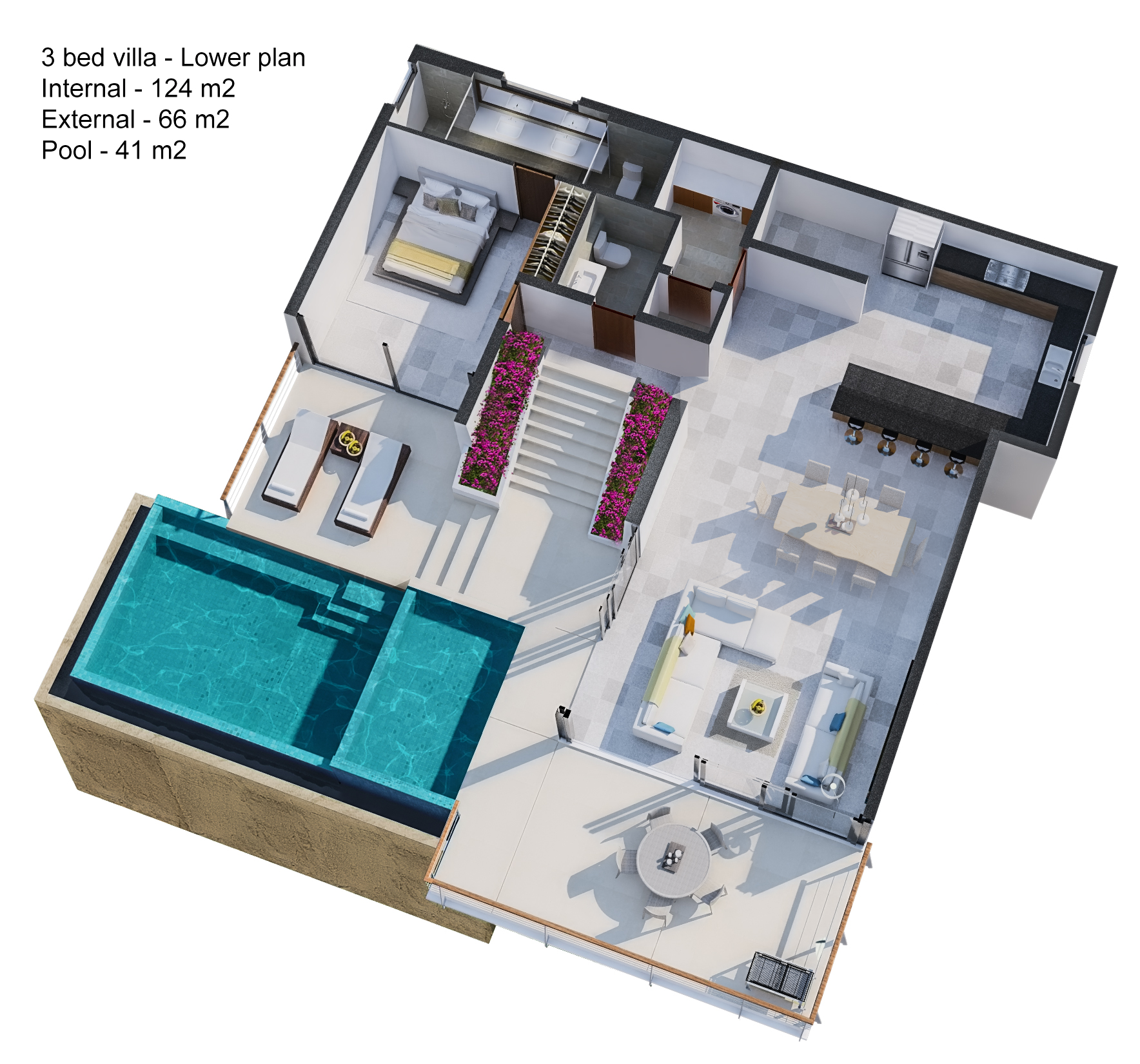 Plan niveau 1 - Villa 3 chambres