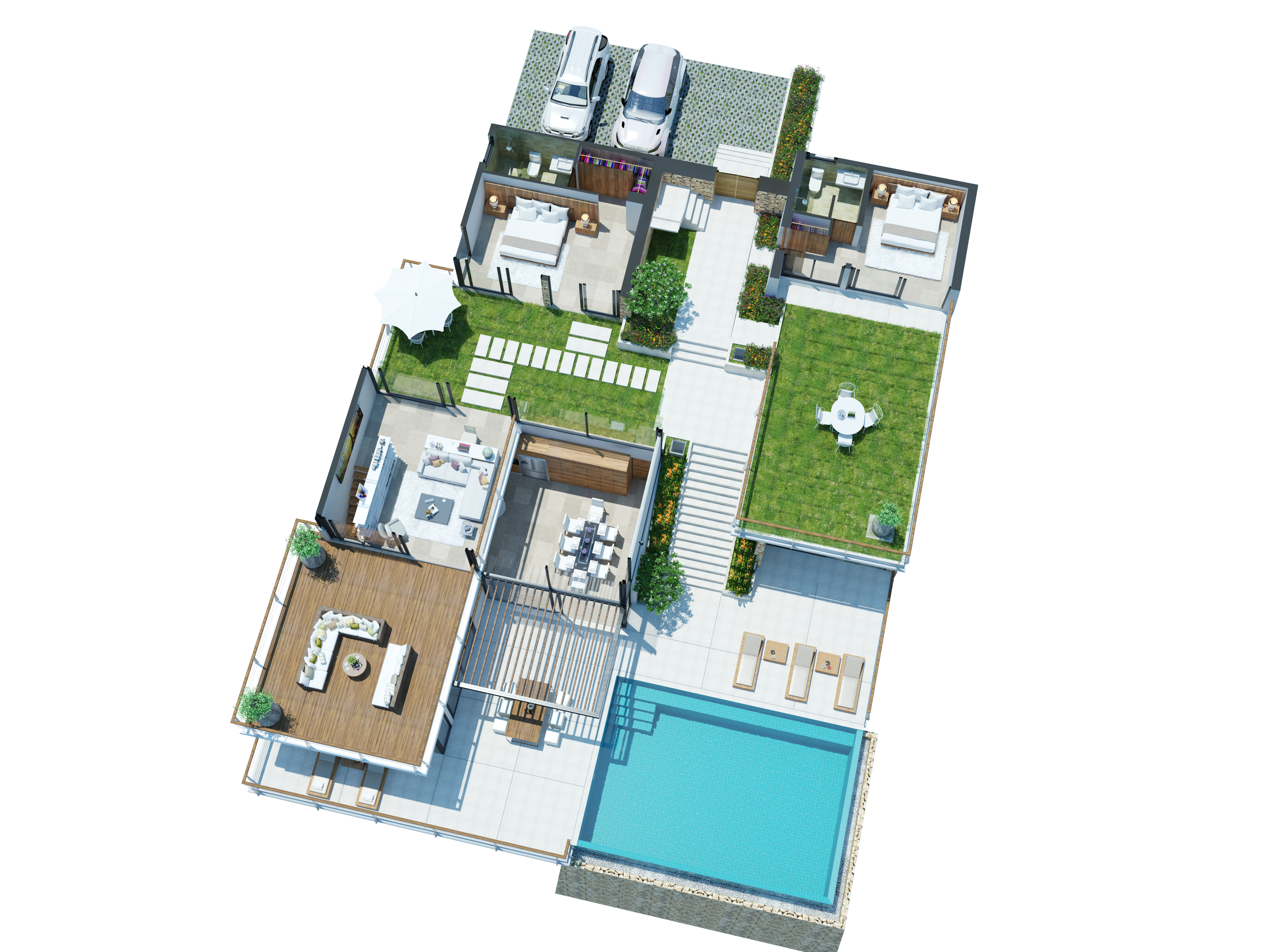 Plan niveau 2 - Villa 4 chambres + 1 chambre