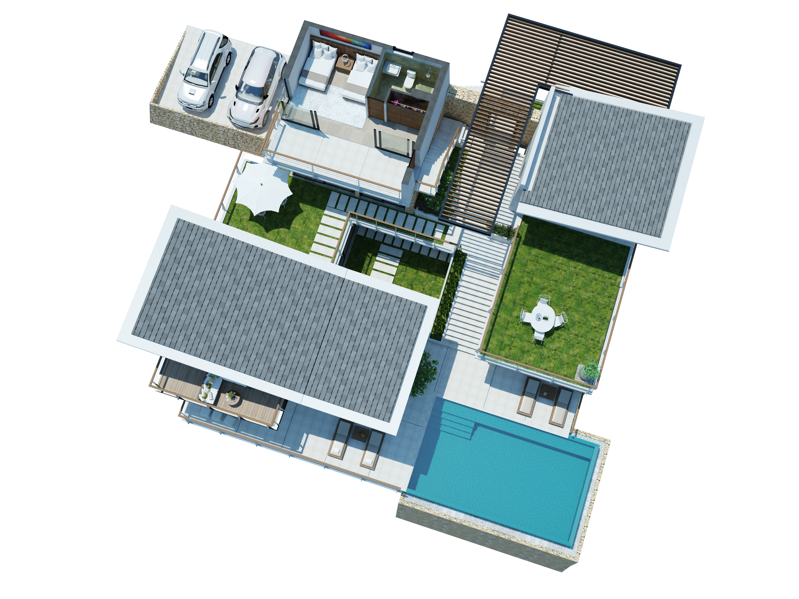 Plan niveau 3 - Villa 5 chambres + 1 chambre