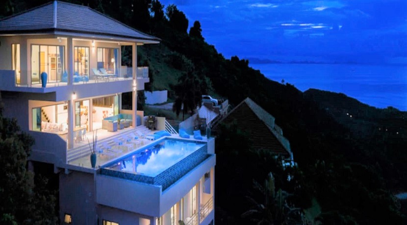 A vendre villa vue mer à Maenam Koh Samui – 5 chambres – piscine