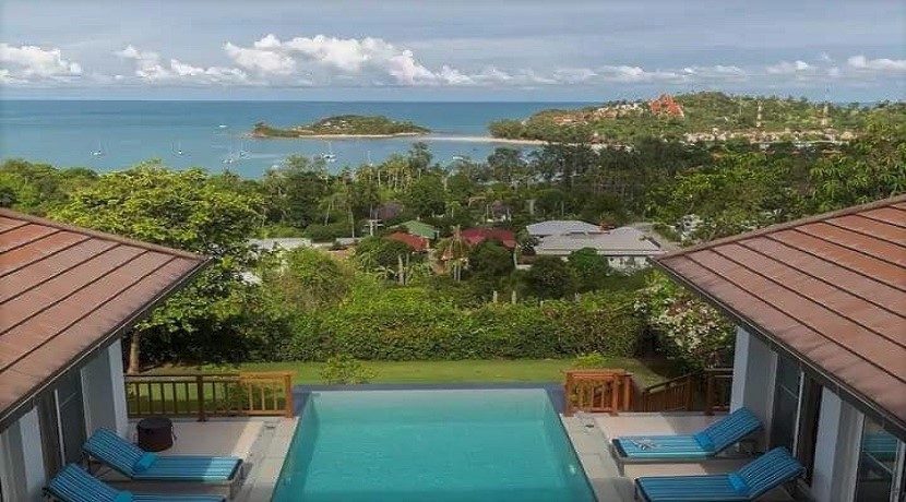 A vendre villa à Choeng Mon Koh Samui – 3 chambres avec vue mer