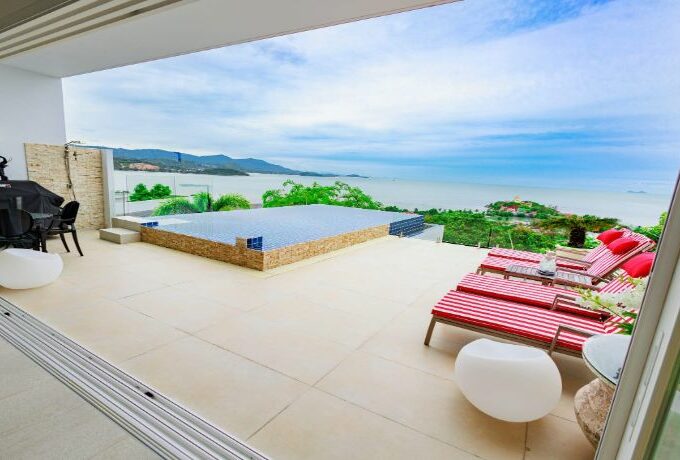 Plai Laem Koh Samui villa récente vue mer à vendre