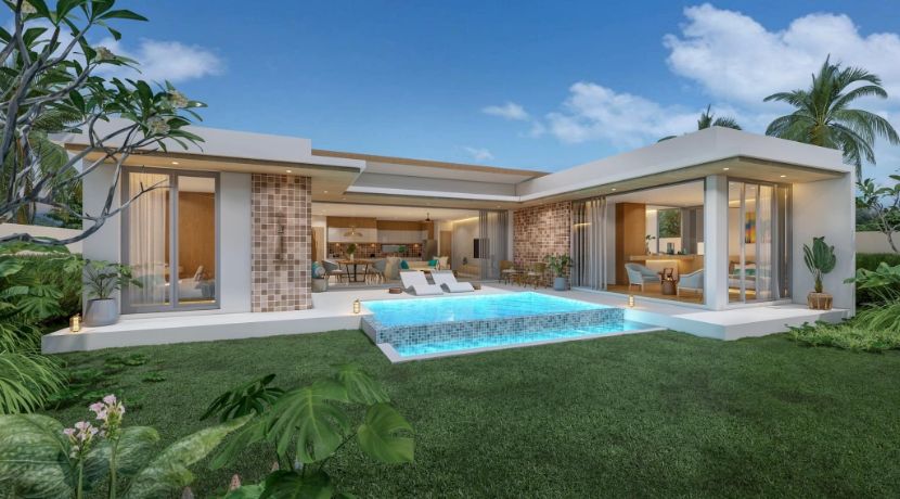 A vendre villa sur plan à Bophut Koh Samui – 3 chambres – piscine – vue mer